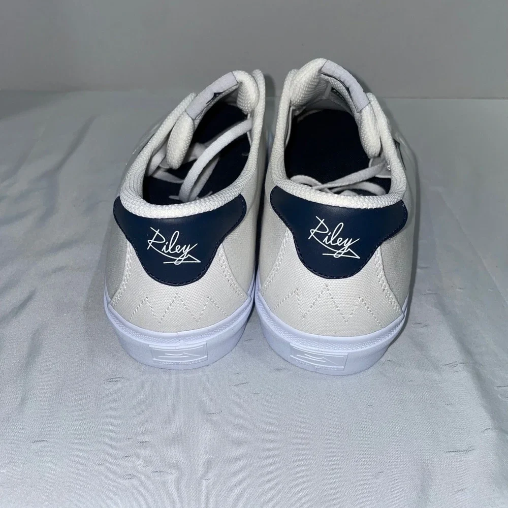 Lakai Riley 3 Mens 10.5 White Navy Canvas Skate Shoes